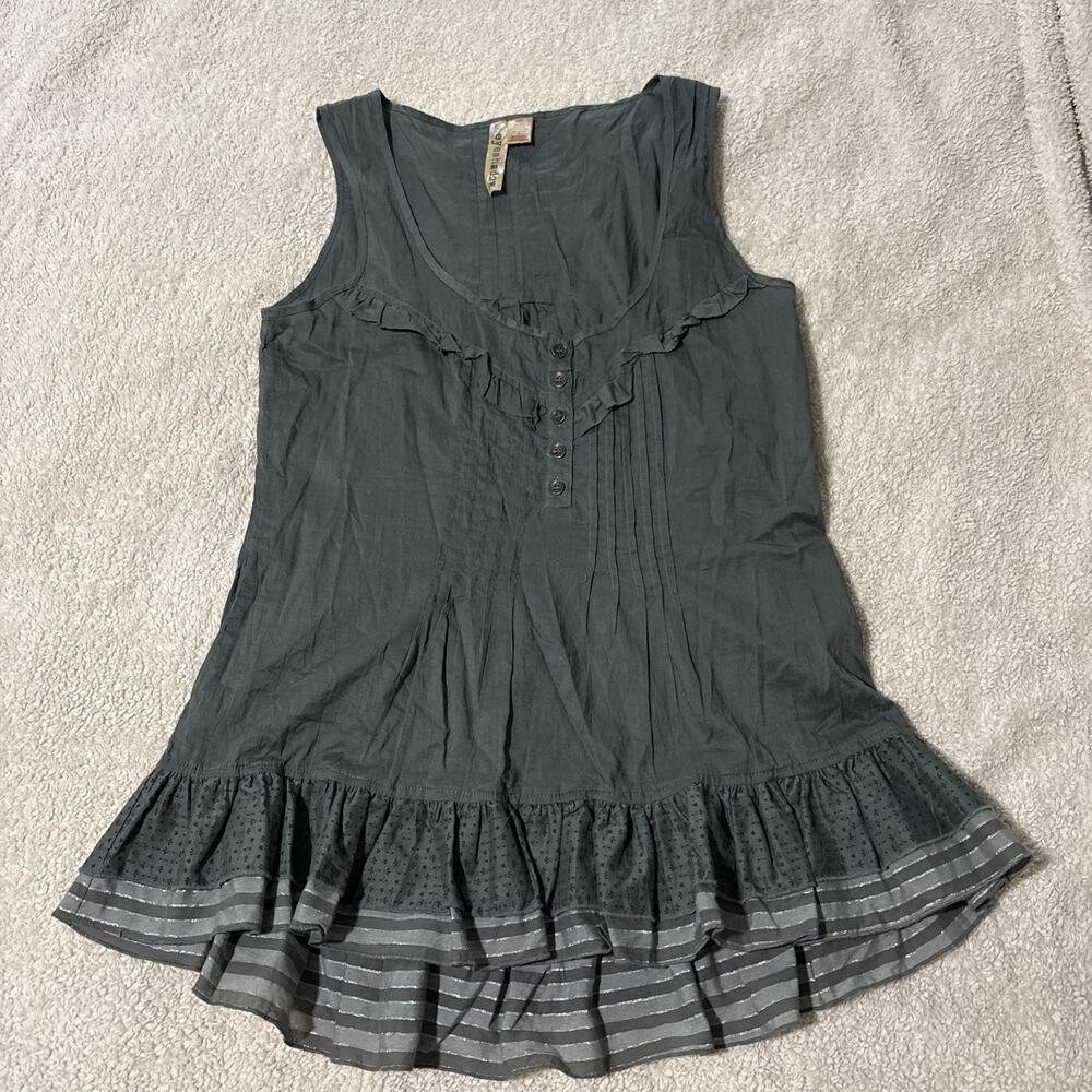 Eyeshadow M Tunic Y2K Tank Ruffle Hem, 100% Cotton, EUC